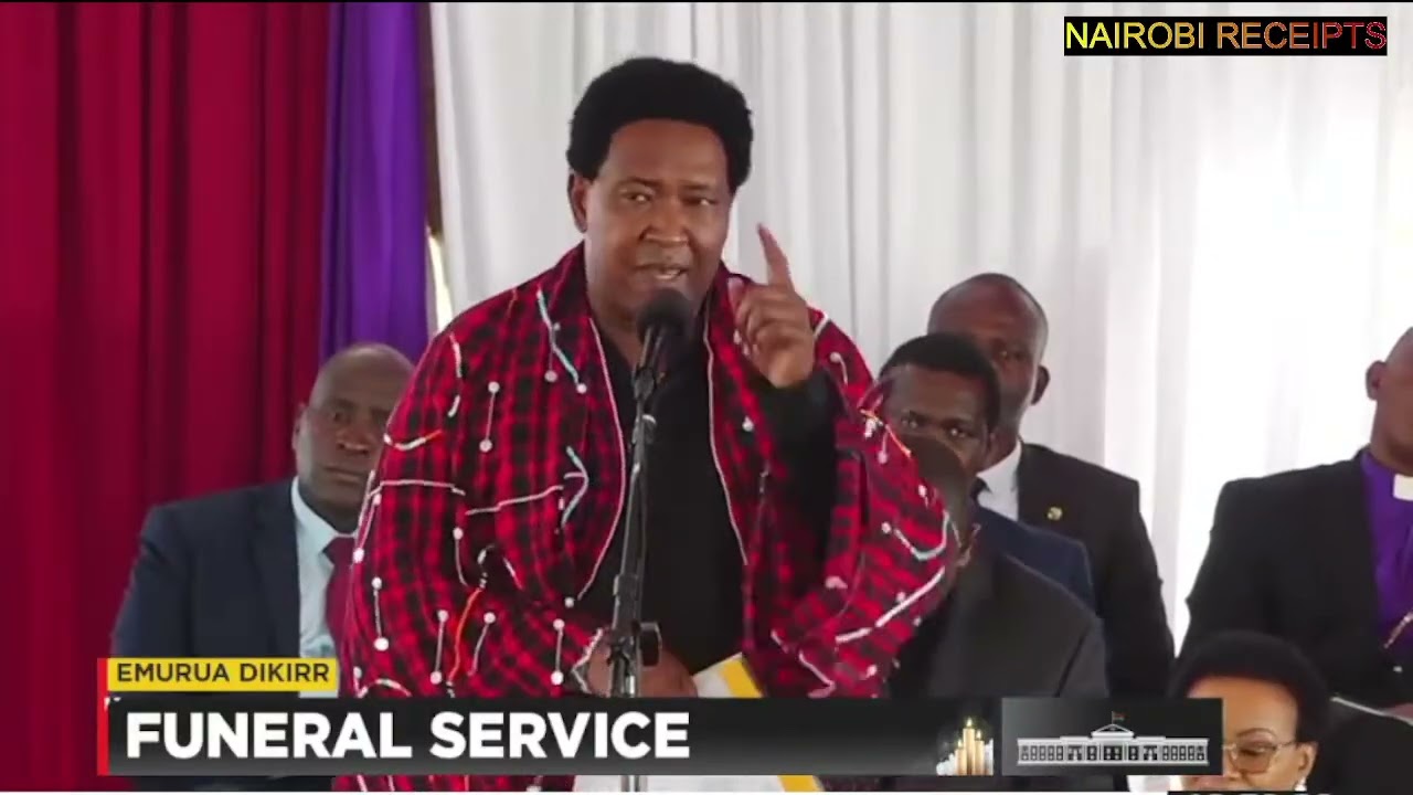 Senator Ledama Ole Kina breaks down in tears as he delivers a heartfelt tribute during the send-off