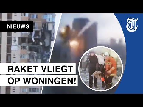 Raket vliegt gebouw in Kiev binnen