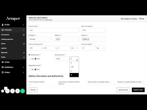 Add an artwork on Artsper