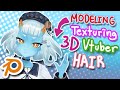 3d modeling and texturing hair for vtuber with blender and krita part 2 