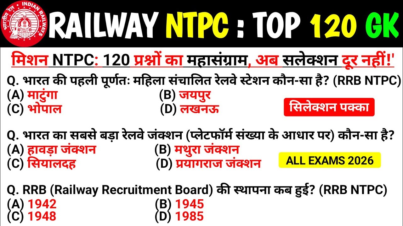 RRB NTPC Previous Year Question Paper || Railway NTPC CBT-1 Previous Year Question Paper 2021