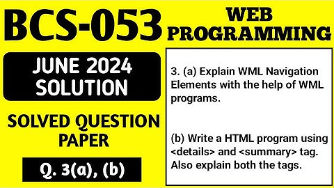P3- 3(a), (b) | BCS 053 June 2024 Solution | BCS053 Solved Question Paper | Bcs53 Important Question