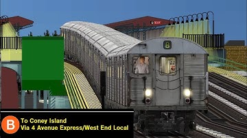 OpenBVE Throwback: B Train To Coney Island Via 4 Avenue Express\West End Local (R32)(1990s)
