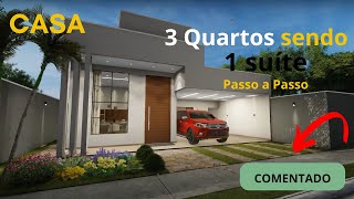 ? PLANTA CASA 3 QUARTOS - Suíte, Piscina e Área Gourmet ?