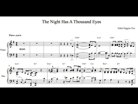 Eddie Higgins The Night Has Thousand Eyes 피아노악보 Sheetmusic Youtube