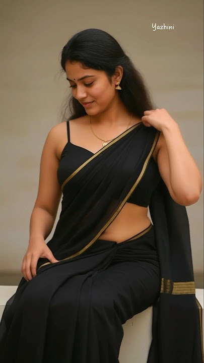How to style like Yazhini ❤️🥻 96 | Beautiful Black Saree with Sleeveless Blouse