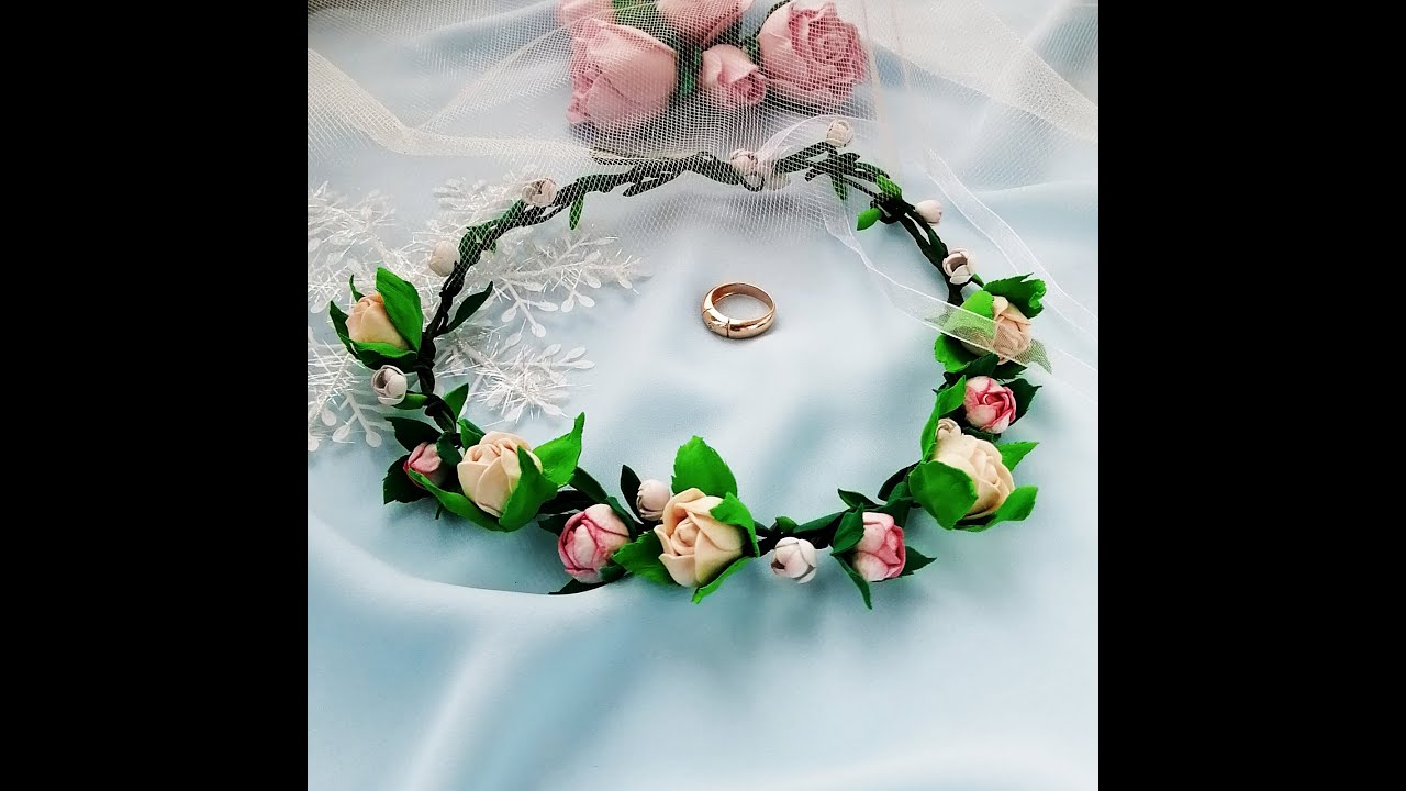 Свадебный венок с розами в прическу невесте. Bridal Floral Hair Wreath 💚💚💚💚