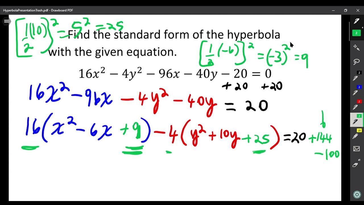 Convert the Equation of a Hyperbola to Standard Form YouTube