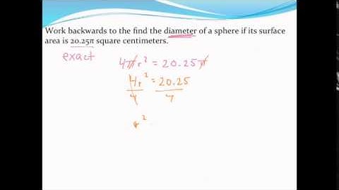 Working backwards from surface area to find the radius or diameter of a sphere