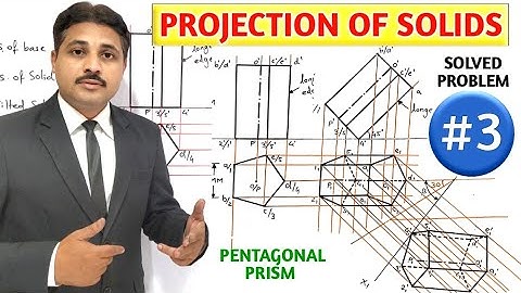 PROJECTION OF SOLIDS SOLVED PROBLEM 3 IN HINDI IN ENGINEERING DRAWING @TIKLESACADEMYOFMATHS