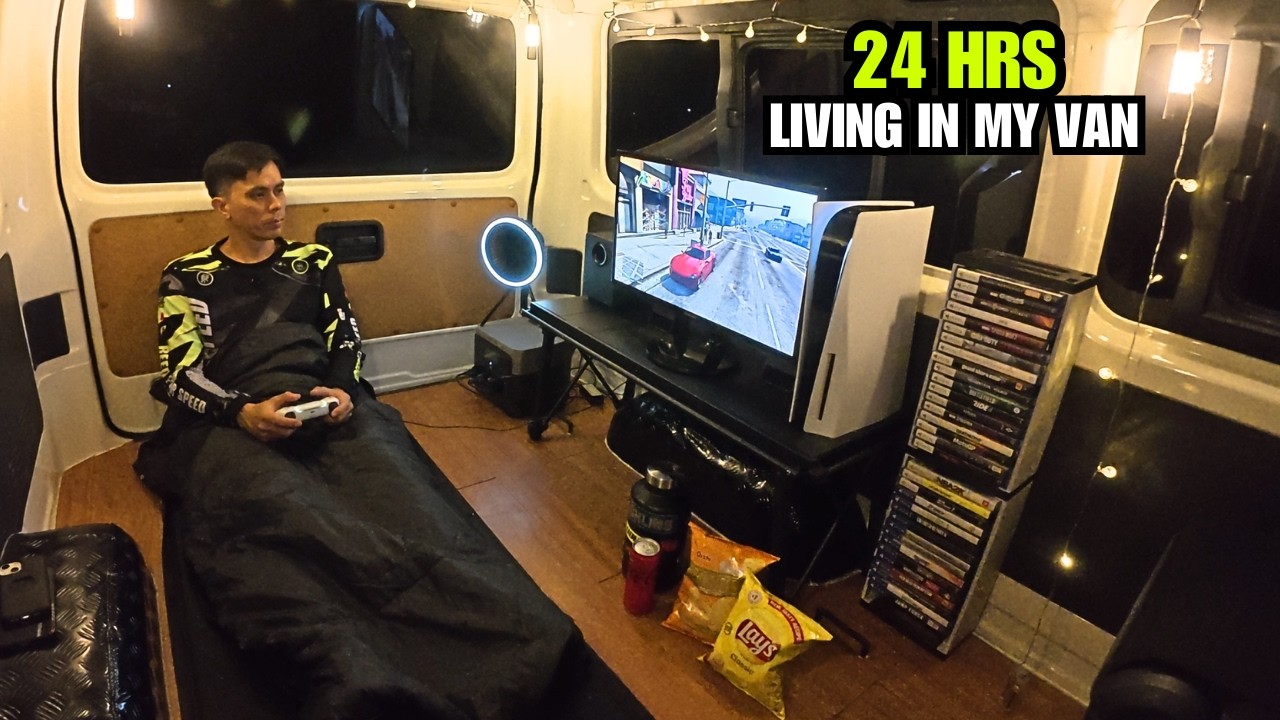 24 Hours Living in My Van | PS5 Gaming & Snacks | God's Greenery Campsite