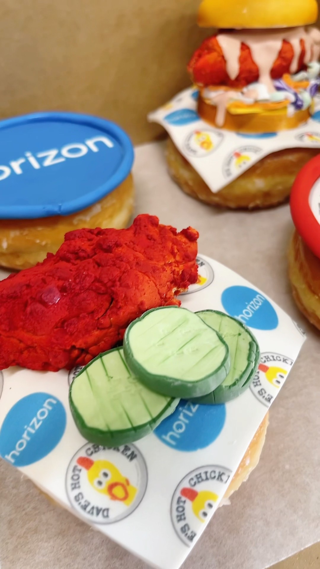 MAKING DAVE’S HOT CHICKEN FONDANT TOPPERS FOR DONUTS #decor  #art #chicken #daveshotchicken #food