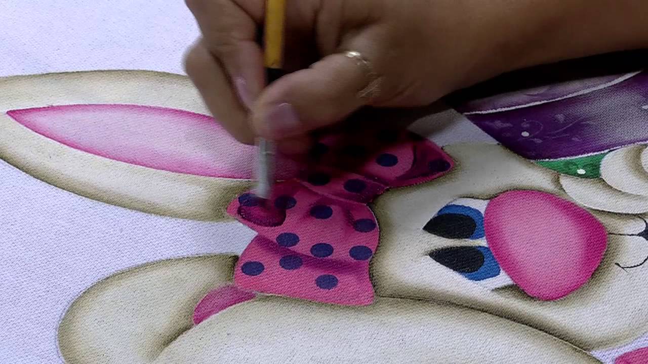 Mulher.com 06/03/2015 Pintura em tecido coelho por Lilinha Silva Parte 1