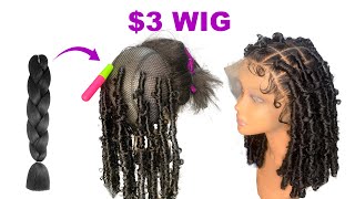 😳I'M SHOOK!!!😱💣 $3 Butterfly Locs Wig Using Braid Extension