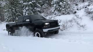 Lifted and Cammed 6.0 Silverado in Snow