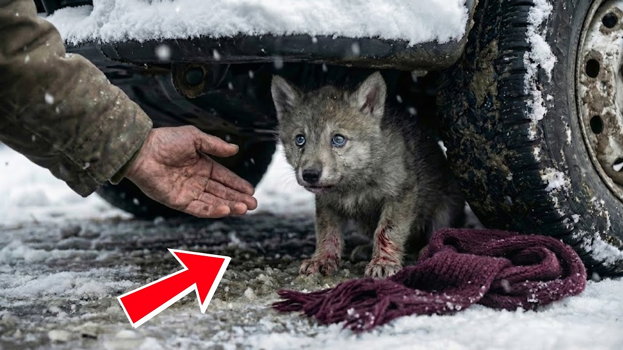 Замерзший волчонок полз к человеку за помощью. Вы не поверите, КОГО он пытался спасти.