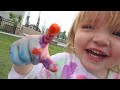 Backyard PAiNT Water Slide!!  painting outside with our Family, new Baby clothes & toy car skates