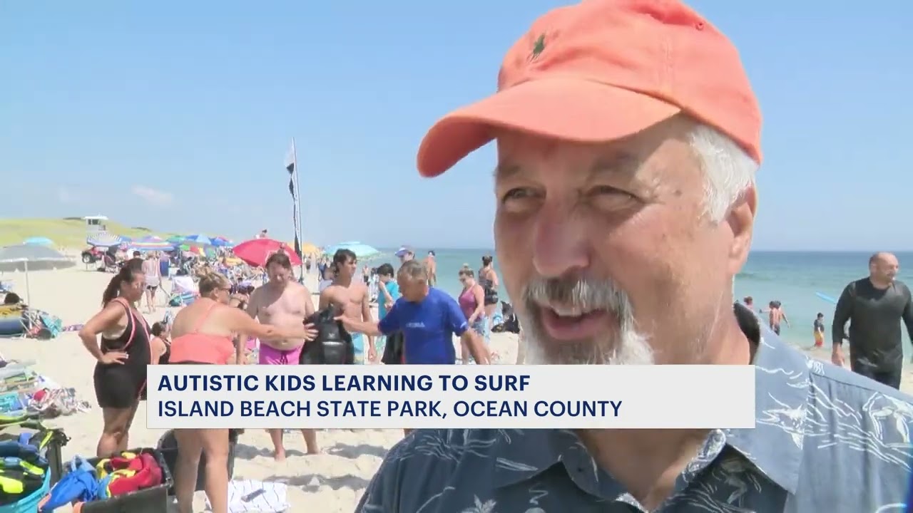 Children with autism learn how to surf at the Jersey Shore