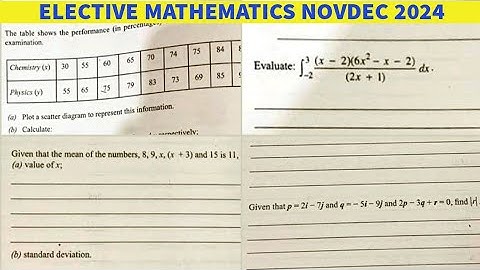 NOVDEC Elective MATHEMATICS 2024 Questions Section A and B