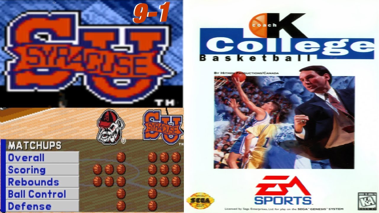 Syracuse vs Coach K College Basketball Game 10 Season Mode Sega Genesis YouTube
