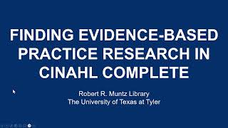Finding Evidence-Based Practice Research Using CINAHL Complete