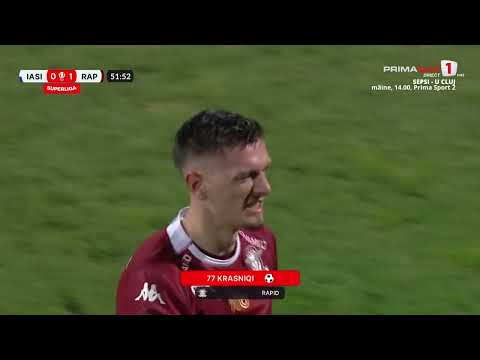 GOOOL! Poli Iași - Rapid 0-1. Krasniqi deschide scorul în ”Copou” cu un șut spectaculos