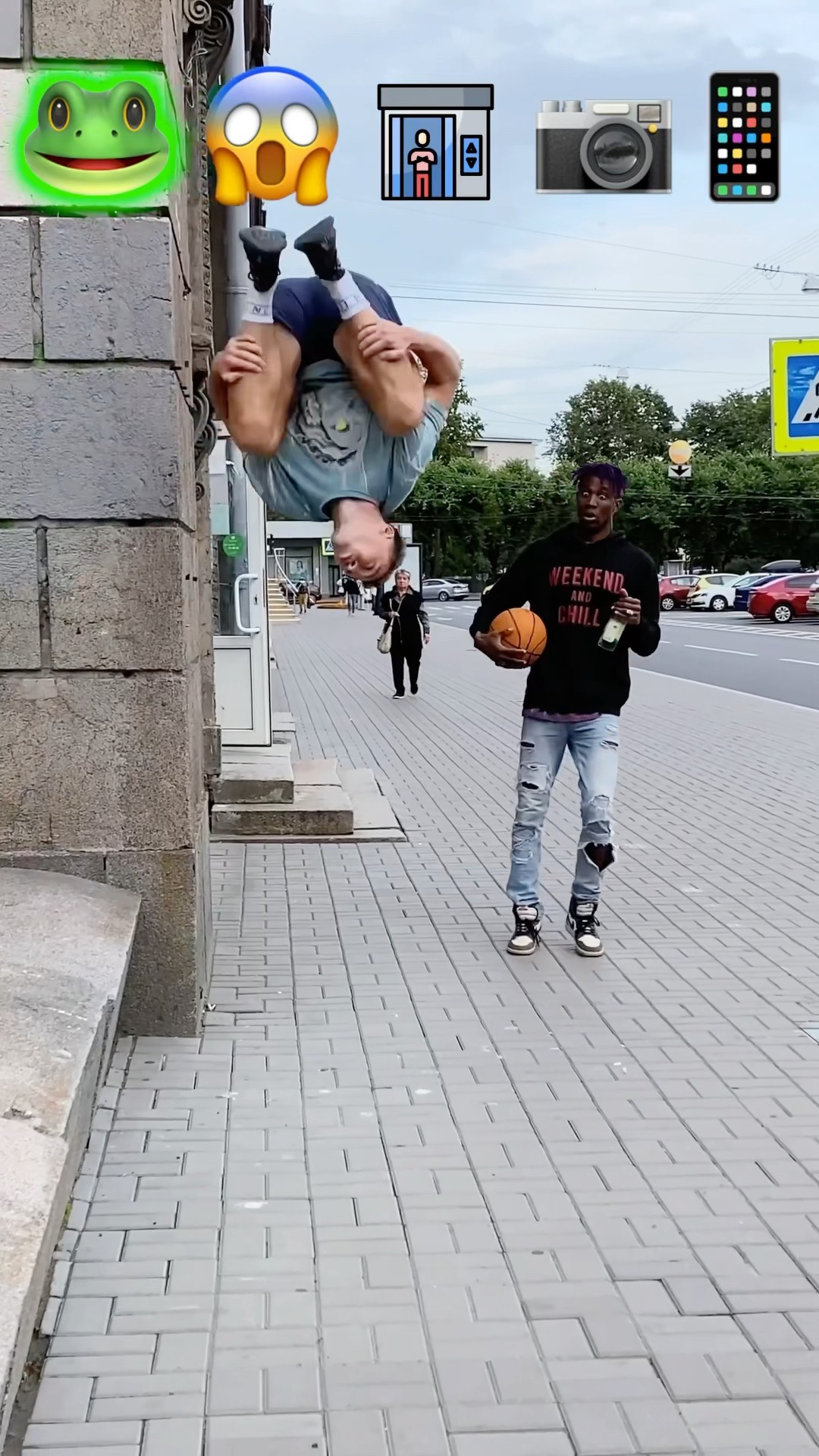 Stunts with Emojis pt.82??#kiryakolesnikov #prank #funny #comedy #stunt #parkour #flip
