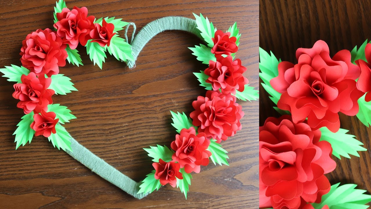 Paper Rose Wall Hanging Easy Wall Decoration Ideas DIY Wall Decor YouTube