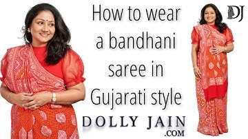 How to: Wear a Bandhani Saree in Gujrati Style | Dolly Jain Sidha Pallu Saree Draping