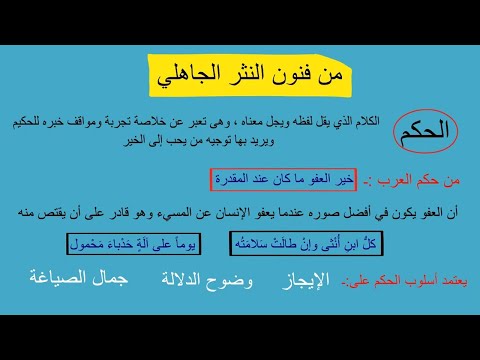 الأدب في العصر الجاهلي من فنون النثر الجاهلي الصف الثاني الثانوي