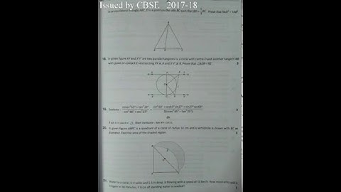 MATHS SAMPLE PAPER ISSUED BY CBSE 2017-18 || For CLASS 10th  || IMPORTANT QUESTIONS