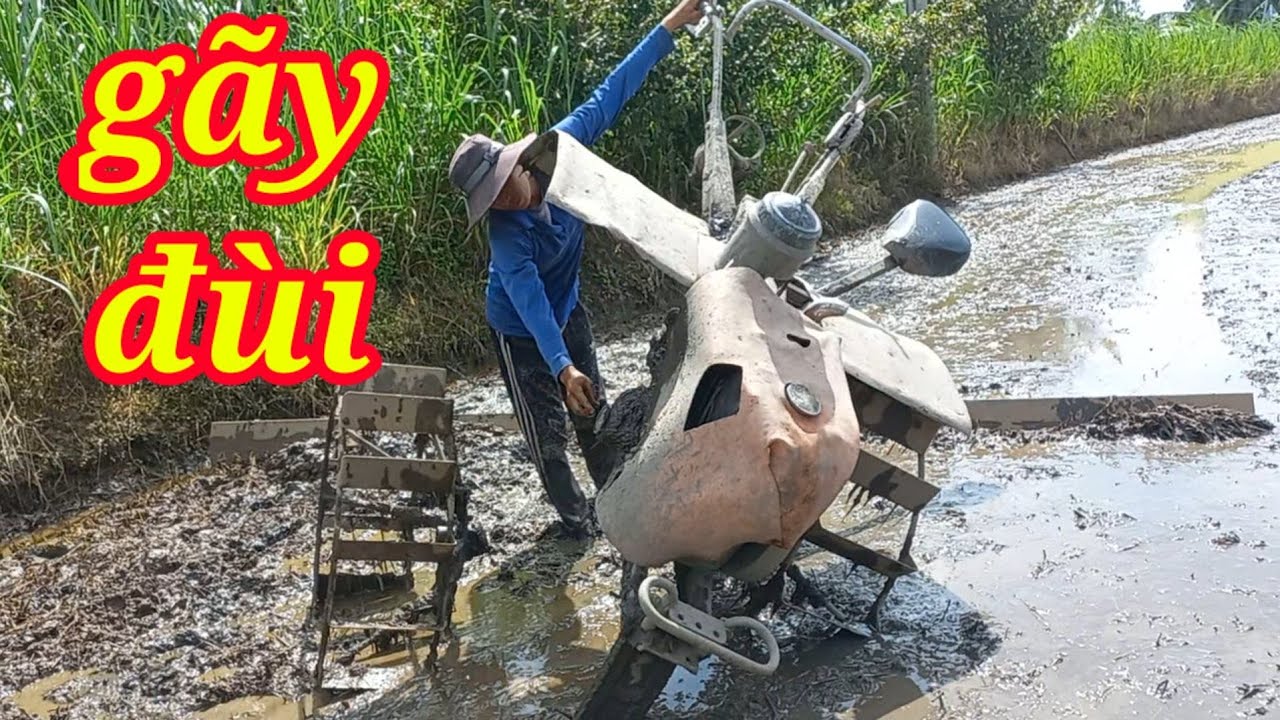 máy tèn hen tạt đất gặp sự cố gãy đùi