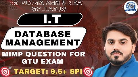 DATABASE MANAGEMENT (DM ) MIMP QUESTION FOR GTU EXAM || ALL UNIT || DIPLOMA SEM 3 IT #gtu #gtuexam