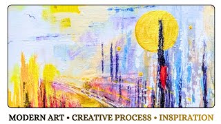 Gold und Licht | Abstrakte Acrylmalerei | Modern Art