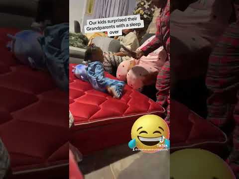 Grandchildren surprise sleep over with Grandparents.