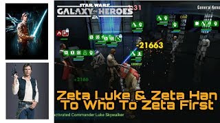 SWGOH Zeta CLS Zeta Han To Who To Zeta First
