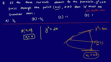 If the three normals drawn to the parabola ,y^2=2x pass through the point (a,0) , a#0 the ‘a’ must..