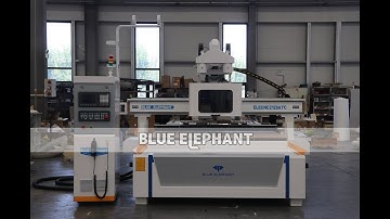 Blue Elephant ELE2128 ATC nesting cnc machine with drilling block cutting cabinets working video