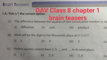 DAV Class 8 chapter 1 brain teasers ।। Class 8 chapter 1 brain teasers dav public school ।। Squares