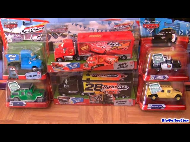 Disney Cars Trucks Mack hauler truck w/ Nitroade Semi Dinoco Gray