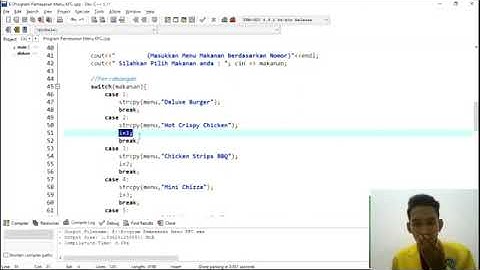 Tutorial program pemesanan menu makanan menggunakan bahasa c++