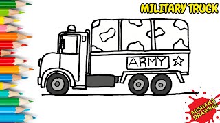 How to Draw A Military Truck Easy Step by Step | Arshaka Drawing