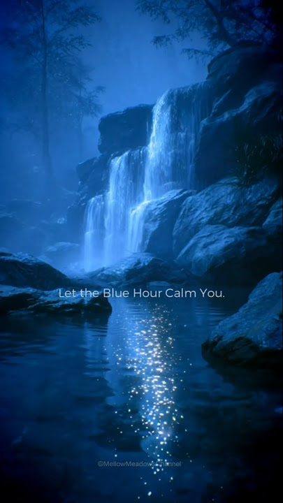 Let The Blue Hour Calm  You | 6 Seconds of Peace by the Waterfall at Blue Hour 💧🌌 #shorts