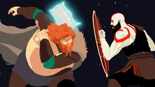 God of war  Ragnarok  Animation fight between Kratos, Atreus and Thor