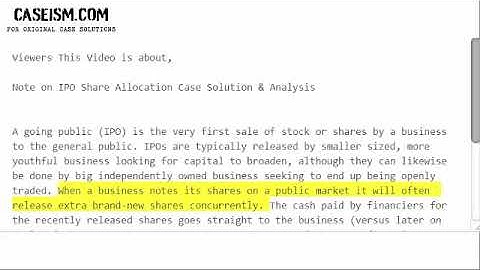 Note on IPO Share Allocation  Case Solution & Analysis- Caseism.com