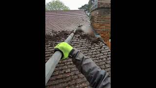 10x speed roof cleaning a very mossy roof #roofcleaning #cleaning #satisfying
