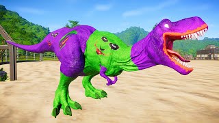 Dinossauro Rex Batman vs Carnotauro Rosa vs Kentrossauro Roxo 🌎 Jurassic  World Evolution 