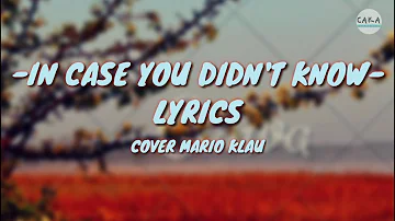 Brett Young - In Case You Didn't Know (Lyrics) Cover Mario G Klau