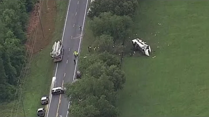 Aerial look at deadly bus rollover crash in Central Florida