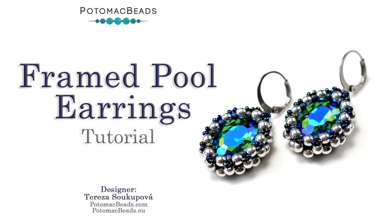 Framed Pool Earrings DIY Jewelry Making Tutorial by PotomacBeads